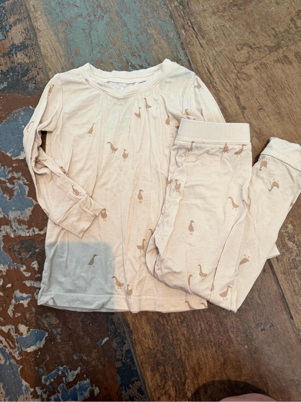 Little Sleepies Cream Pajama Set with Goose Print